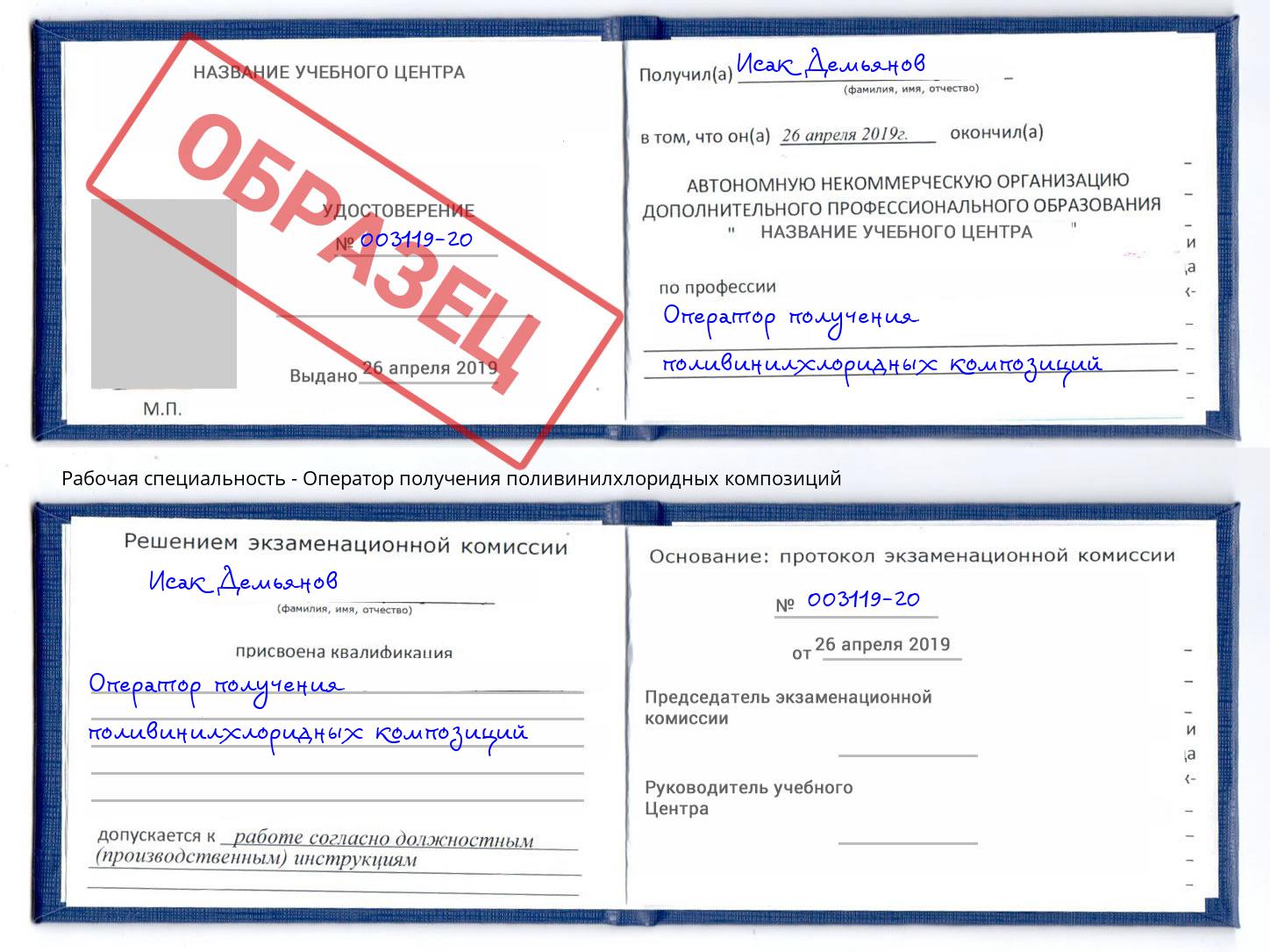 Оператор получения поливинилхлоридных композиций Юрга