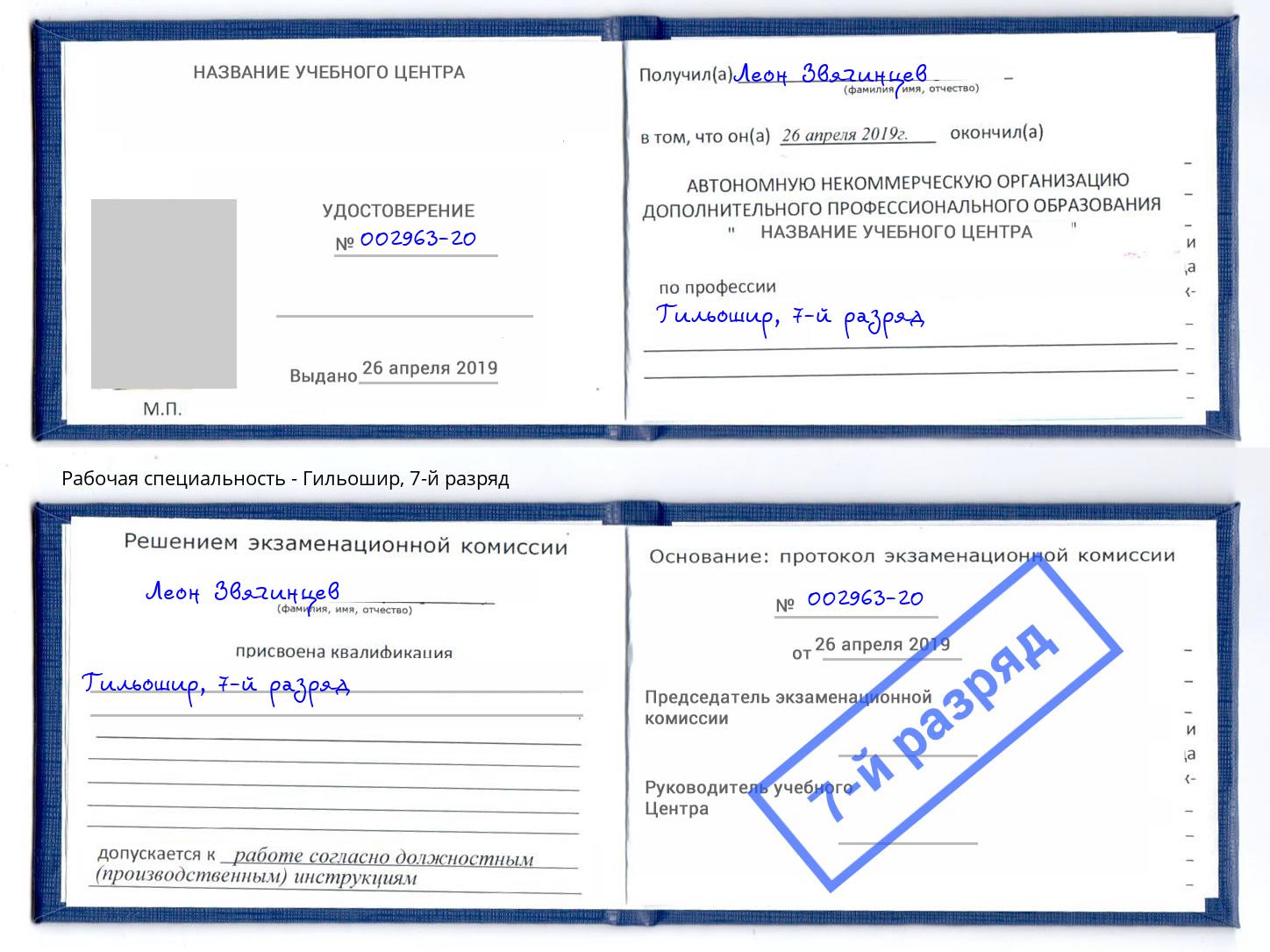 корочка 7-й разряд Гильошир Юрга