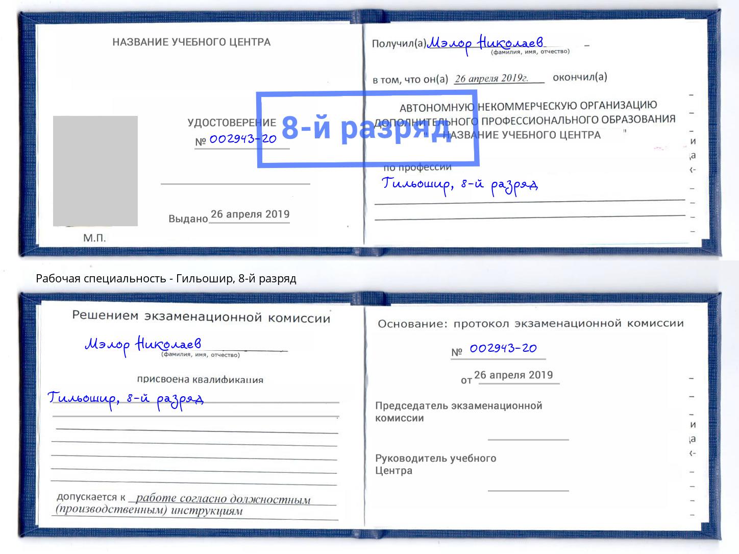 корочка 8-й разряд Гильошир Юрга